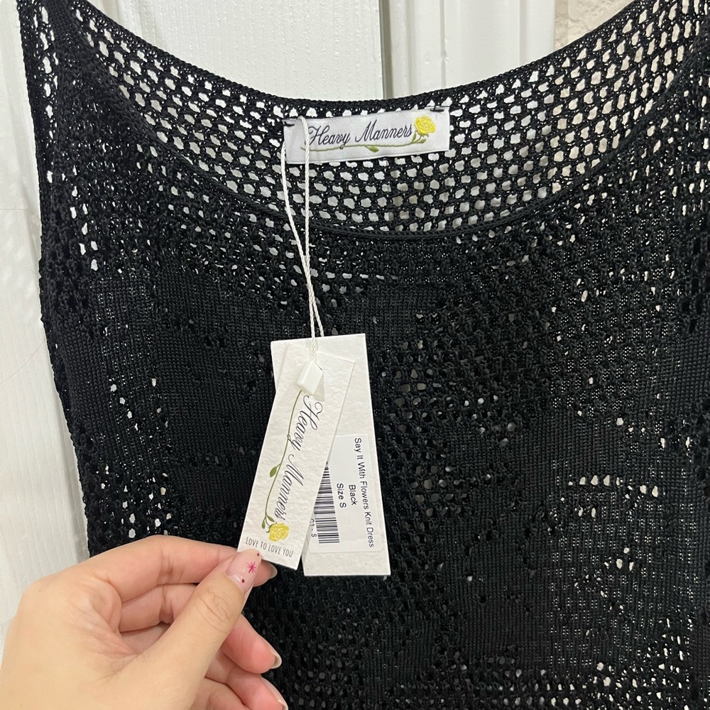 Heavy Manners Say It With Flowers Black Crochet Dress - Picture 4 of 4